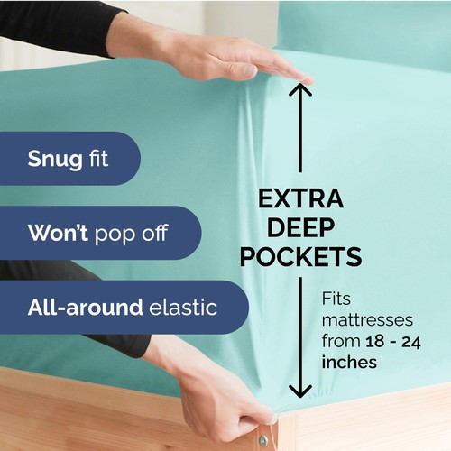 Extra Deep King Fitted Sheet - Hotel Luxury Single Fitted Sheet Only - Easily... - Bild 2 von 9