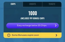 Dave and Buster's Power Card With 1000 BONUS Chips (READ DESCRIPTION!)