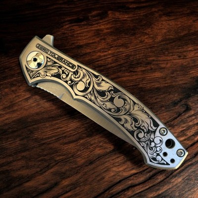Zero Tolerance 0450Ti Sinkevich - Hand Drawn, Laser Engraved Scrollwork