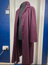 Four Seasons of London Long Plum Coloured Trench Coat with Velvet Collar S