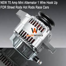 New 70 Amp Mini Alternator 1 Wire Hook Up For Street Rods Hot Rods Race Cars Us.