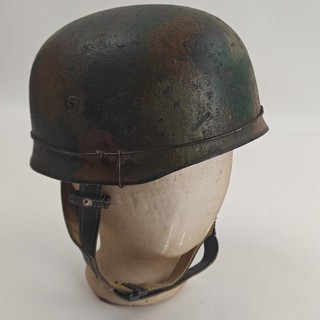 Reproduction WWII German Paratrooper Helmet Normandy Camo w/ Chicken Wire