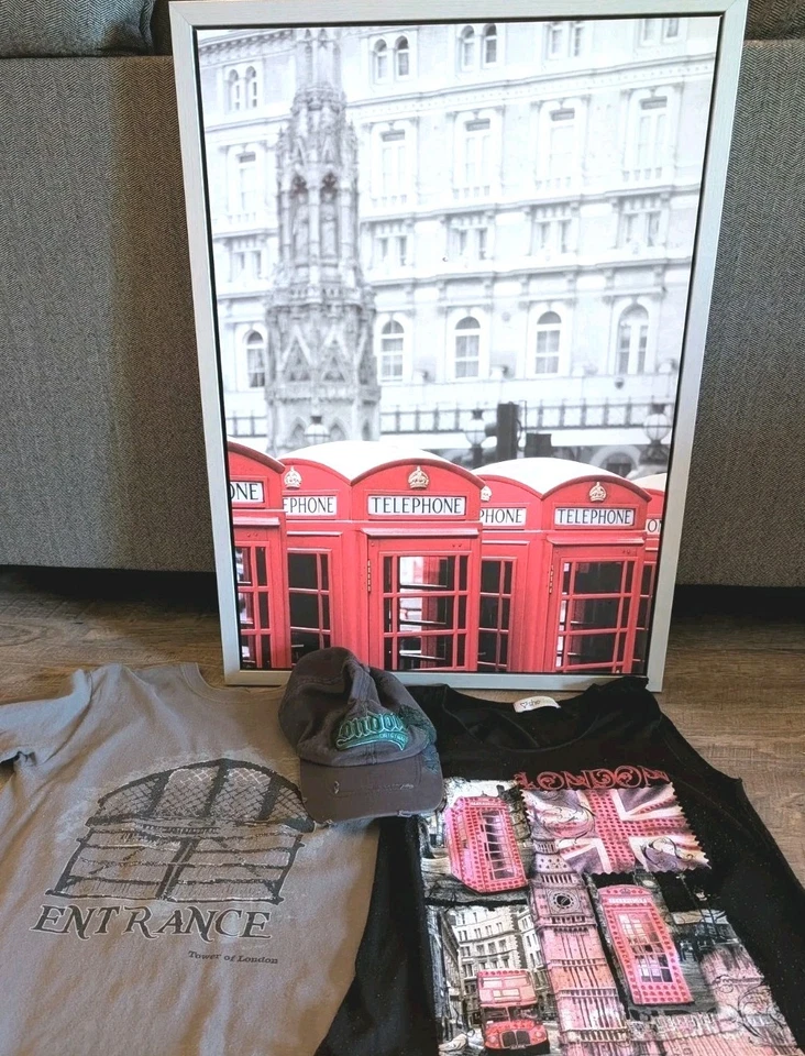Conjunto de viaje Londres Reino Unido: camisetas, gorra de béisbol y obras de arte Foto 2 de 4