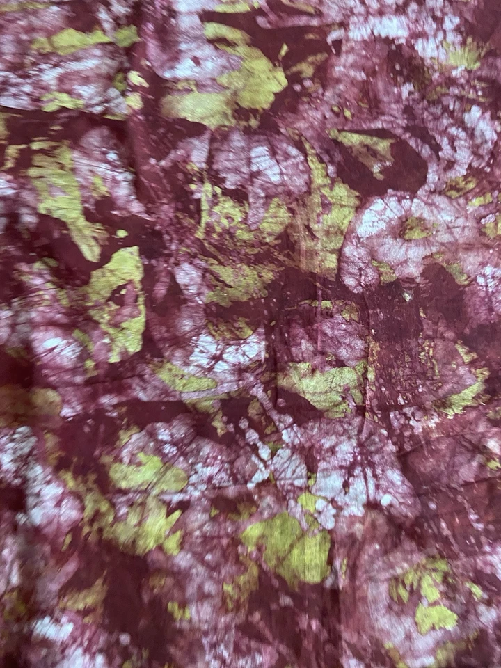 Batik Cotton Fabric Maroon Gold Print 4 yards x 39” - Image 3 of 4