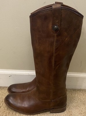 Womans Frye Brown Leather Slip-on Boots Size 8 EUC