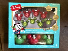 Disney Christmas Mickey Mouse Projection Green & Red Singing String Lights 8.2ft