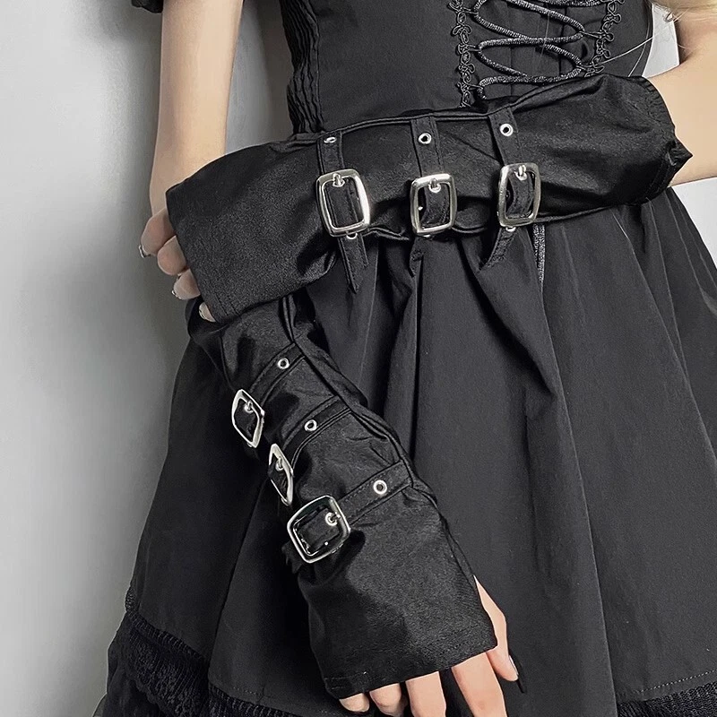 Gothic Rock Arm Wearmers Punk Gloves Fingerless Gloves Lolita Cosplay Women. - Image 4 of 4