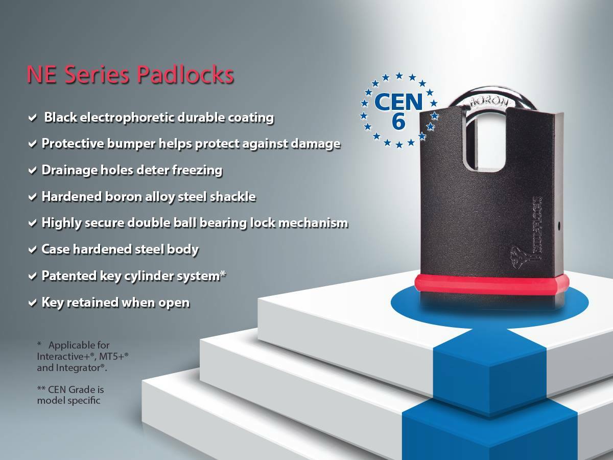 Mul-T-Lock NE14H High Security Padlock Grade 6 Hardened Boron 