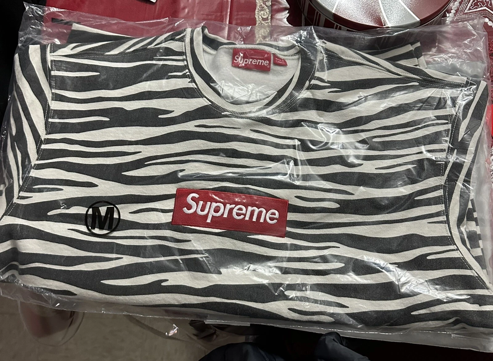 Sweat col rond logo Supreme Box (FW22) zèbre / Taille Medium