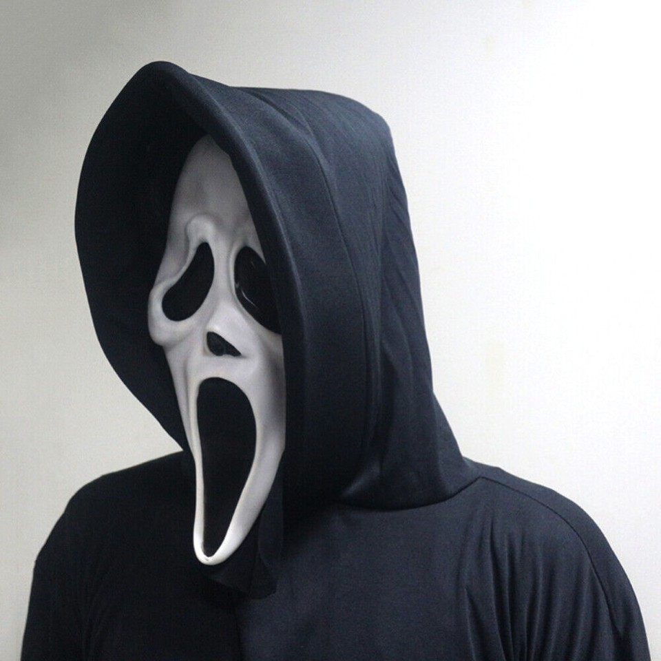 Scream Ghost Face Mask With Hood Halloween Horror Fun Fancy Dress