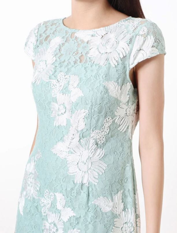 adrianna papell mint lace dress Adrianna Papell S 4 6 Mint Green Dress Formal Cocktail Lace Bodice Tiered Layer