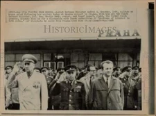 1968 Press Photo Andrei A. Grechko salutes honor guard at Ruzyne airport, Prague