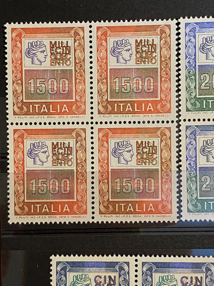 ITALIA 1978-1987 -SERIE ALTI VALORI (da1500 a 20000 £) IN QUARTINE - MNH - Immagine 2 di 4