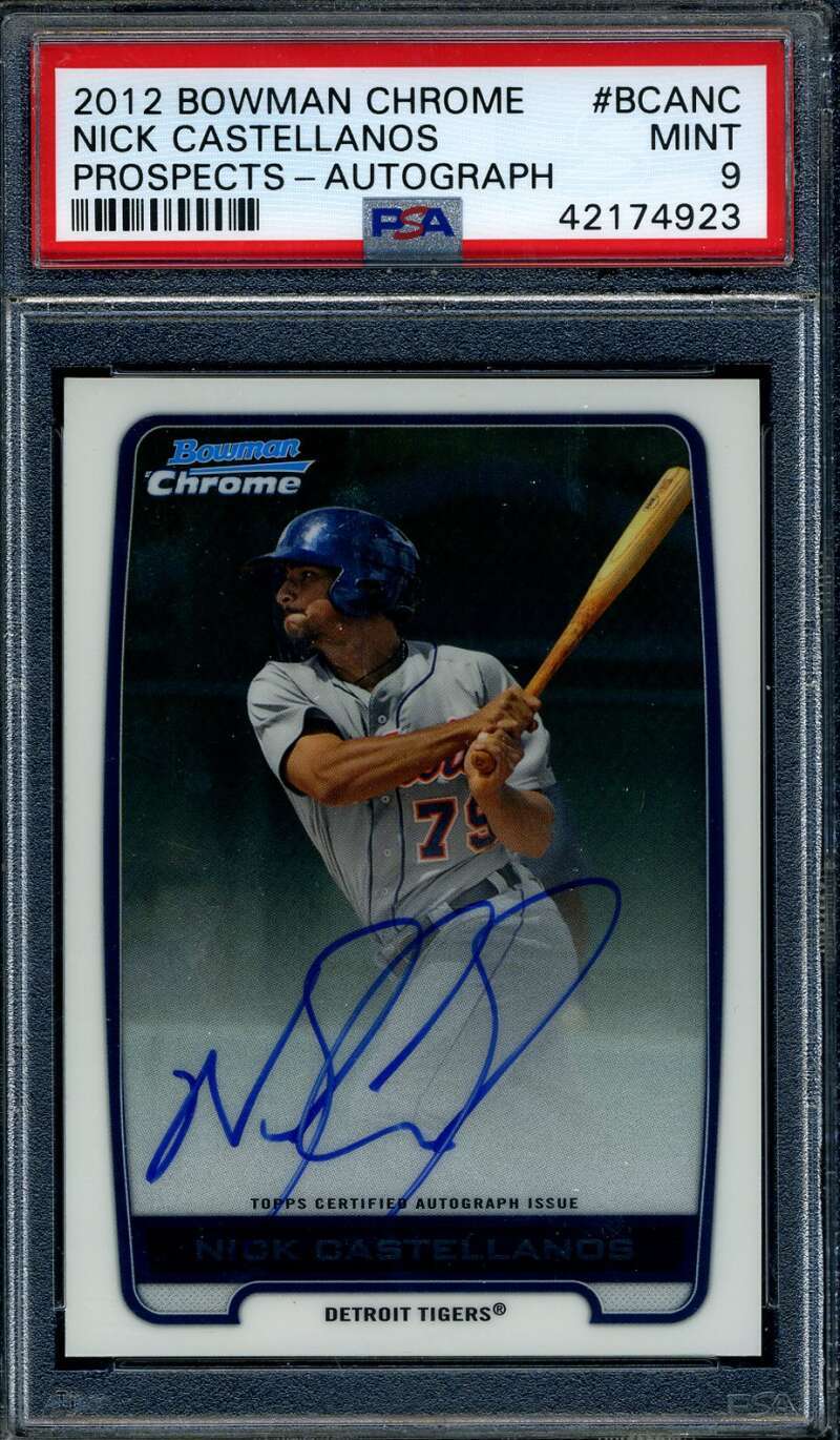 Nick Castellanos Mint 9 PSA DNA Signed 2012 Bowman Chrome Rookie