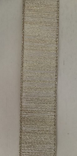 5 YARDS IVORY & GOLD SPARKLE WIRED RIBBON 1.5” WIDE - CHRISTMAS - 第 4/6 張圖片