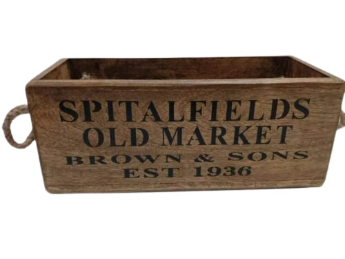 Vintage Style SPITALFIELDS With Rope Handles Wooden Box Hand made (small) - Image 2 of 4