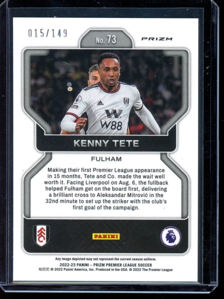 2022-23 Prizm Premier League EPL Red #73 RC Kenny Tete 15/149 - Fulham - Image 2 of 2