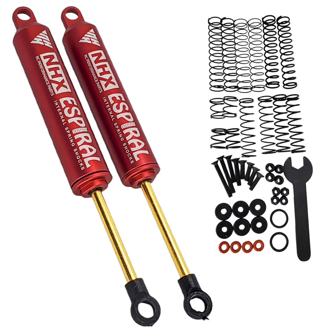 NHX RC 110mm Espiral Two Stage Internal Spring Damper Shocks &lpar;2&rpar; Red &colon; Crawler