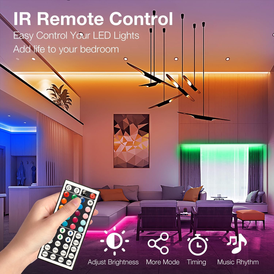 100Ft LED Strip Lights, Smart Light with App Remote Control, RGB LED ...