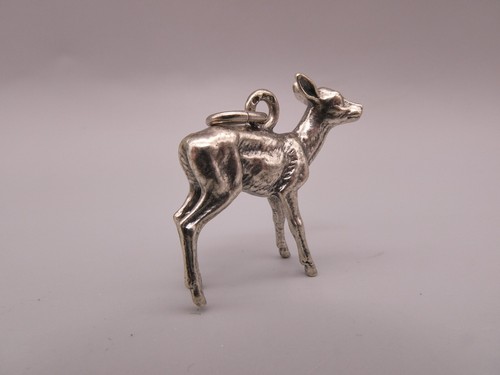 Anhänger Charm Silber 835 alte figürliche Darstellung REHKITZ Charivari - Bild 3 von 4