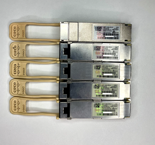 (Lot of 5) Cisco QSFP-100G-SR4-S (Hologram) 100GBASE-SR4 QSFP28, 850nm