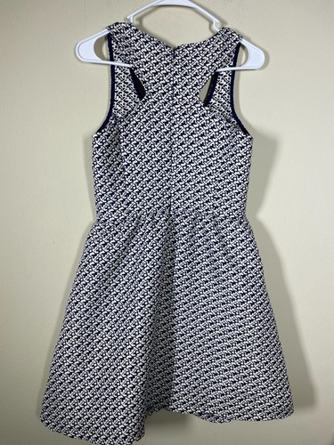 Maude Anthropologie Girls Sleeveless Navy & White Print Fit & Flare Dress L - Picture 6 of 6