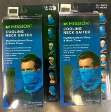 MISSION Cooling NECK Gaiter BLACK Face & Neck Cover (108008) LOT OF 2