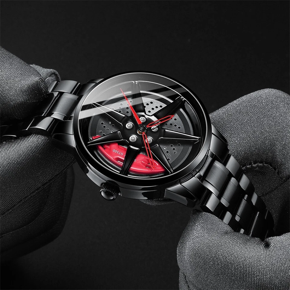 Relógio de aço inoxidável masculino Mustang quartzo impermeável clássico preto - Imagem 2 de 4