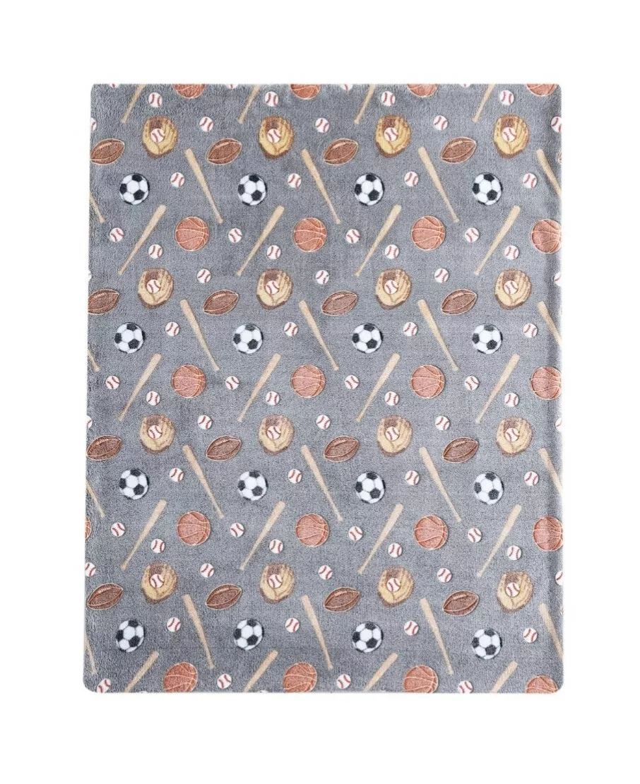 Your Zone Kids Sherpa Throw Blanket Glow in the Dark Gray Sports 50