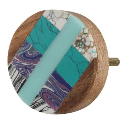Wood Boho Drawer Knobs Pulls Hardware Handles Cabinets Cupboards - Pack of 6