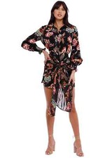 ELLIATT Independence LS Black Floral Mini Party Dress Size 8 AU Preloved