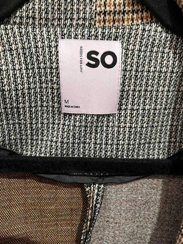 SO Spliced Patchwork Blazer Jacket Plaid - image 3