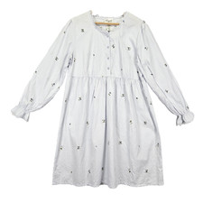 VTG Beguile Nightgown M Blue Cotton Embroidered Floral Cottagecore Victorian