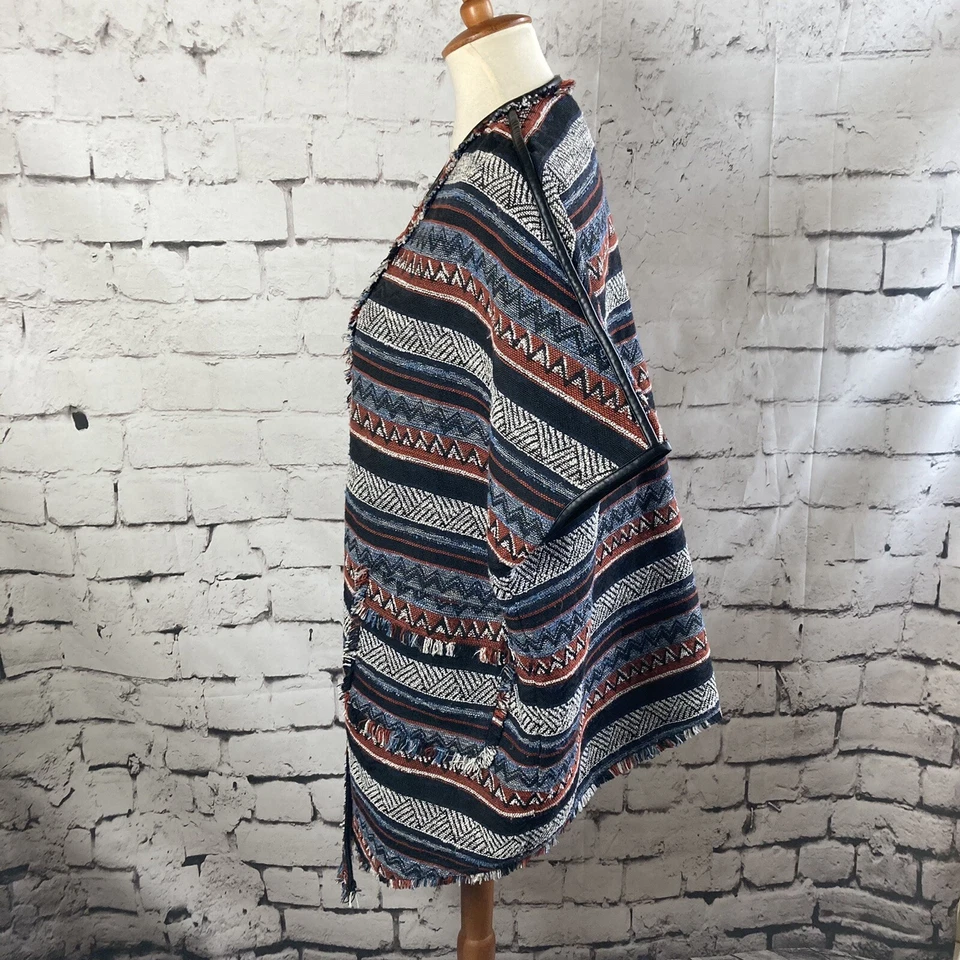 Poncho Sam Edelman Mujer Talla Pequeña Manta Azteca Frente Abierto Chaquetas sin Mangas Foto 2 de 4