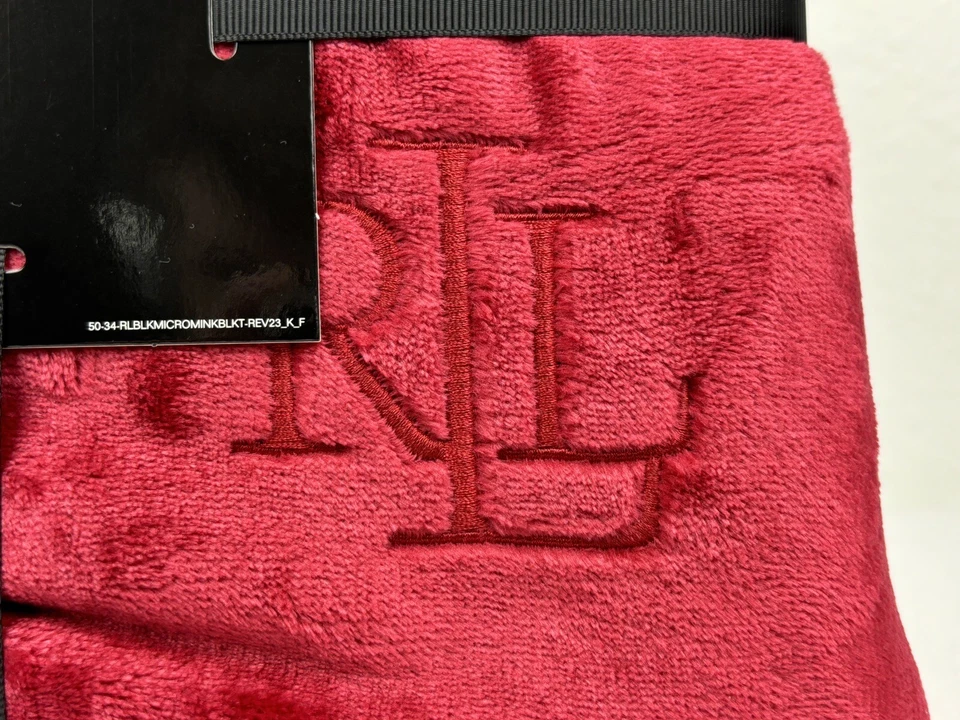 Manta Micromink Clásica Ralph Lauren San Valentín Roja Suave King Talla 108"x90" Foto 3 de 4