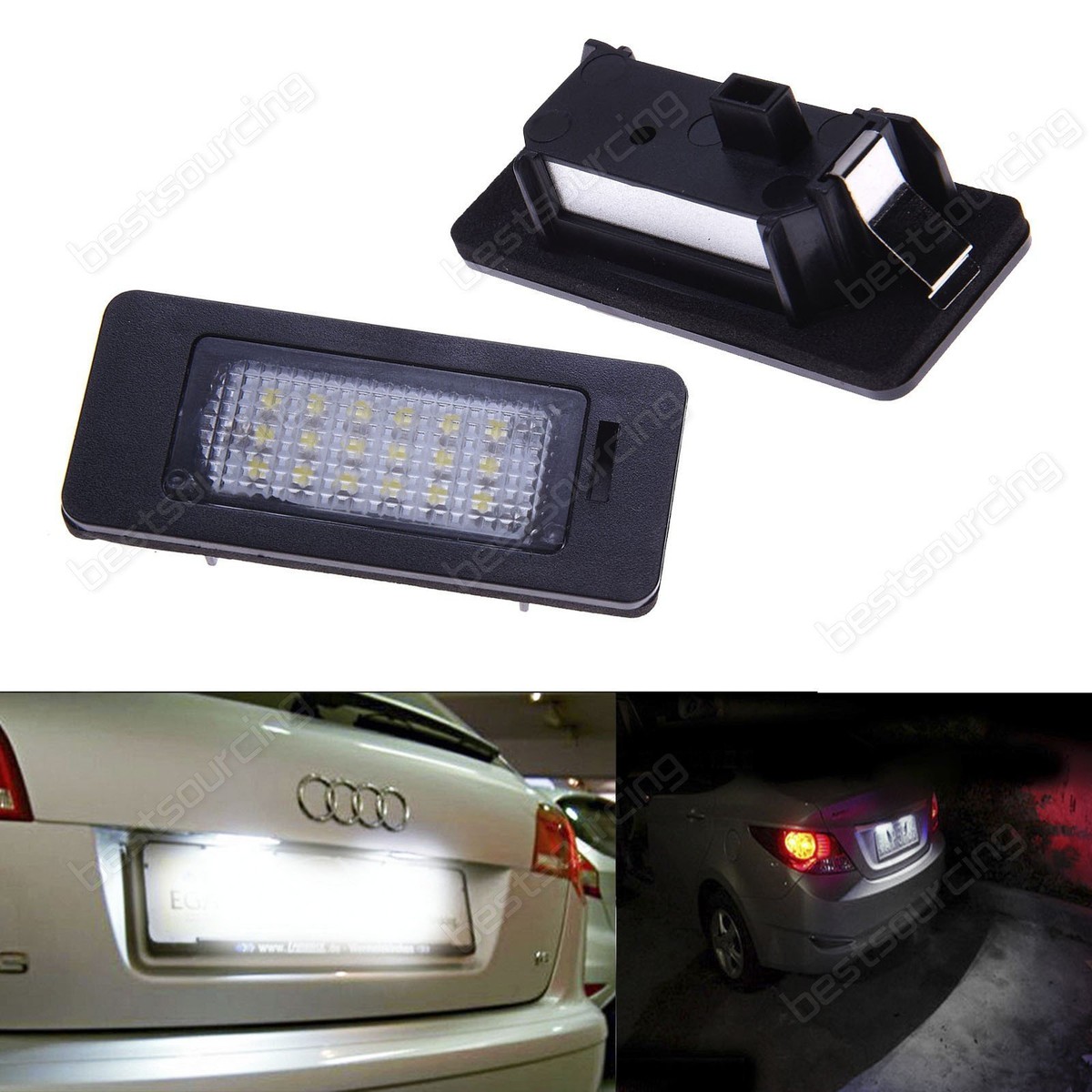 2x For Audi A1 A3 A4 S4 A5 Q5 A6 A7 LED Licence Number Plate Light - Main Image