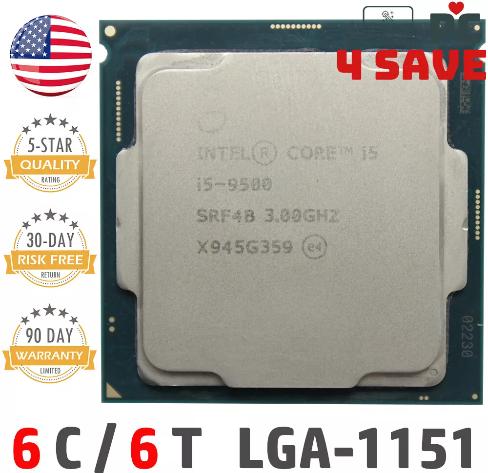 9th Gen Intel Core i5-9500 CPU 3.0 GHz (Turbo 4.4GHz) Coffee Lake LGA-1151  SRF4B