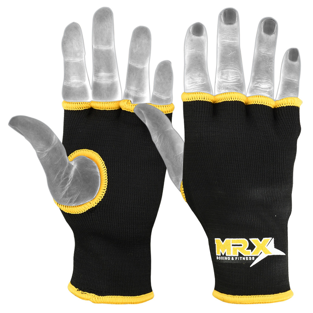 DBX Fitness Muay Thai Inner Gloves / Boxing Hand Wraps - Black, Men's Sizes S, M, L (Pakistan Made)