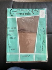 1 Pair Vintage Pammy Kay garter stockings Mesh 10 1/2 Long Coffee