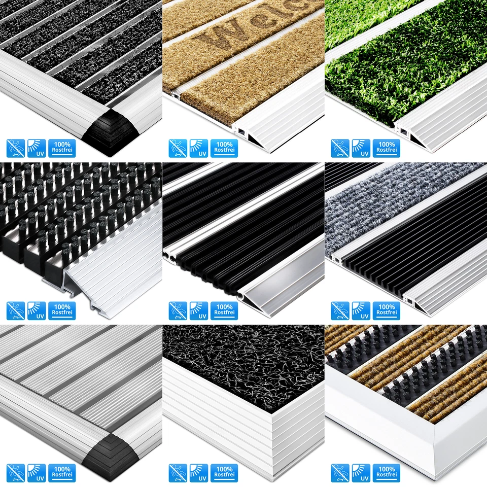 Fußmatte Edelstahl Alumatte mit Teppicheinlage Double Mat Eingangsmatte Türmatte - Bild 1 von 1