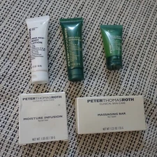Peter Thomas Roth 5 Piece Travel Set Facial & Massaging Bar Shampoo Conditioner 
