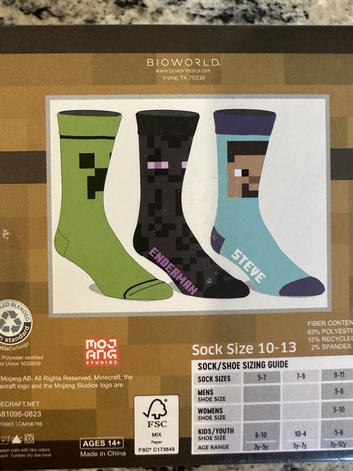 Minecraft 3 Pair Mens Crew Socks eBay