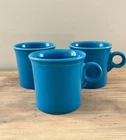 VTG Fiesta Classic Ring Handled Mug Set of 3 Peacock Blue Homer Laughlin 10oz