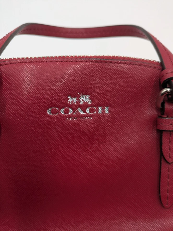 Coach Peyton Leather Mini Domed Satchel F32582 True Red Bag Purse - Image 4 of 4