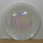 Vintage Federal Glass Swirl Iridescent Ribbed Glass Dinner Plate Made in USA