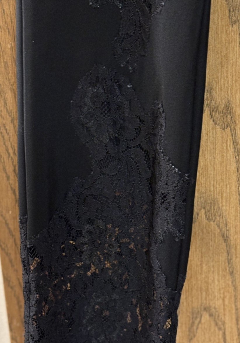 Cache Black Pants Flat Front Lace Window Trim Sz … - image 4