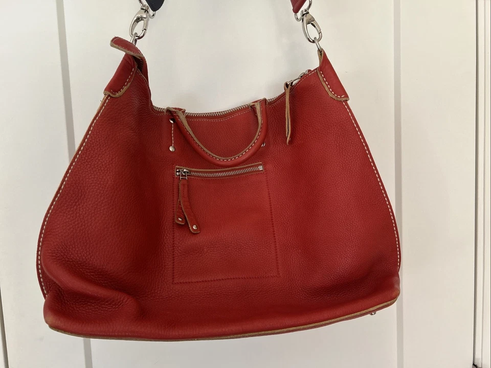 Bolso Bandolera Cartera Bandolera Vintage Grande Cuero Rojo Raíces Canadá Mujer’s Foto 2 de 4
