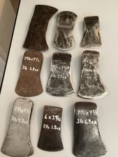 NINE AXE HEADS,WARREN, COLLINS, HOMSTEAD, FLINT EDGE, KELLY AXE &TOOL, UNBRANDED