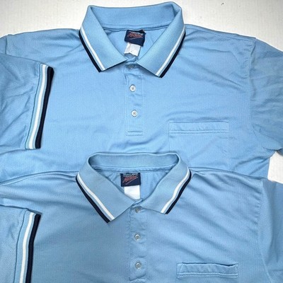 2 Dalco Athletic Umpire Tech Polo Shirts Medium Blue Baseball Pocket Mesh LOT