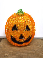 13" Light Up Halloween Pumpkin Color Changing Jack O Lantern Plastic Battery